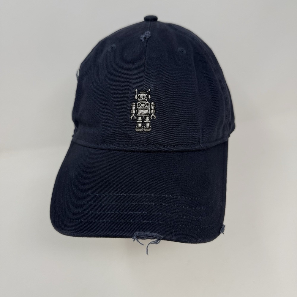 Steve Madden Distressed Robot Baseball‎ Dad Hat Cap Blue Adjustable Strap Back